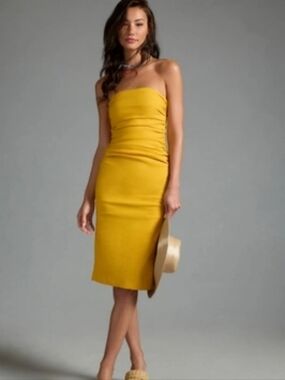 3x Anthropologie The Soleil Slim Strapless Ruched Dress